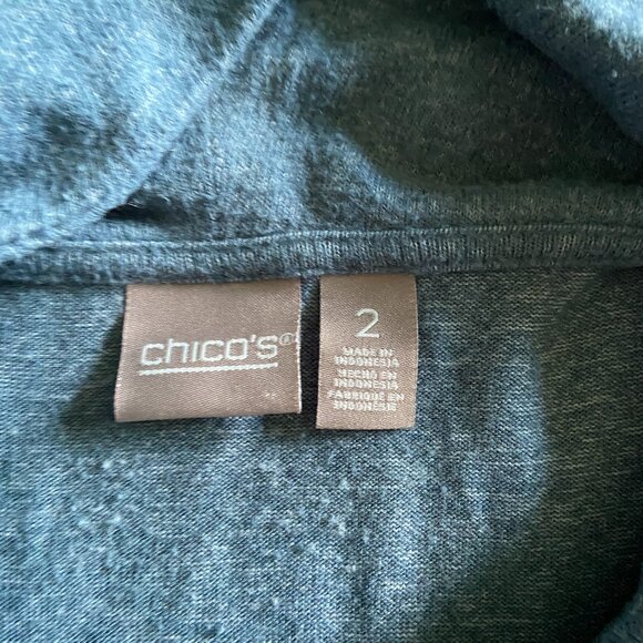 Chico's Cowl Neck 3/4 Length Sleeve Top Blue-Gray Chico's 2 Size 12 - Picture 8 of 9